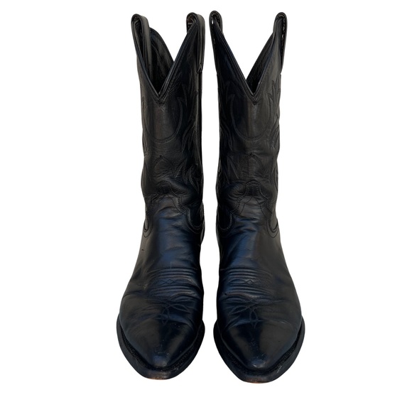 Justin Boots Shoes - Vintage Justin Black Leather Western Cowboy Boots